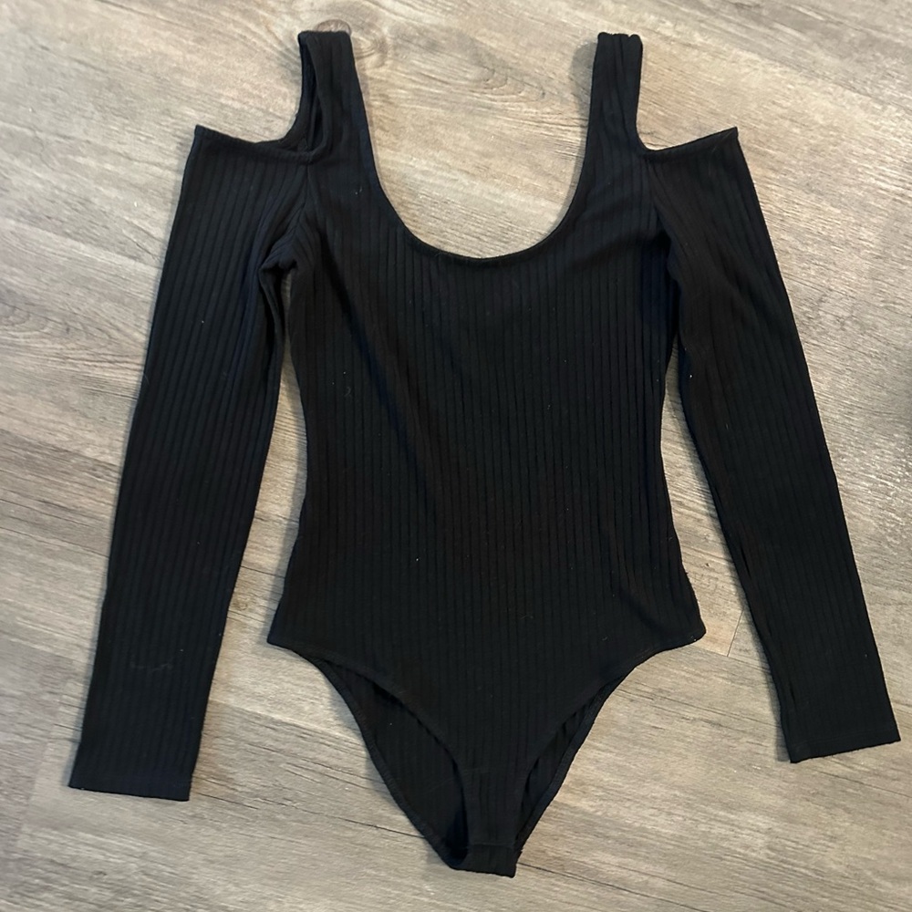 Gianni Bini Black Long Sleeve Bodysuit For Women Size S Pre-owned
